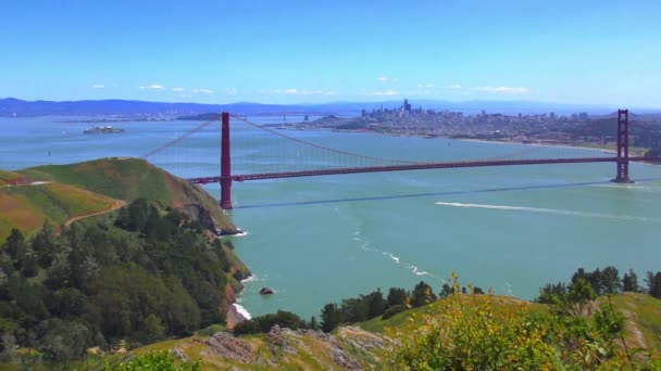 Most Golden Gate Widziany Marine Headlands San Francisco Kalifornia Usa — Wideo stockowe