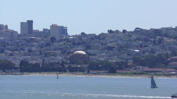 San Francisco Skyline Seen Golden Gate Bridge View Vista Point — Stockvideo