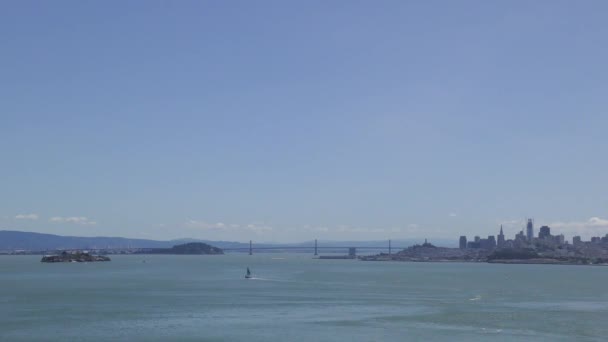 San Francisco Skyline Seen Golden Gate Bridge View Vista Point — 图库视频影像