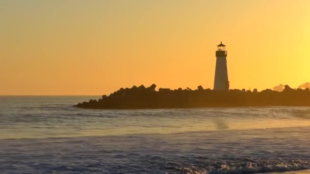 Santa Cruz Breakwater Walton Lighthouse Sunset See Twin Lakes Santa — 비디오