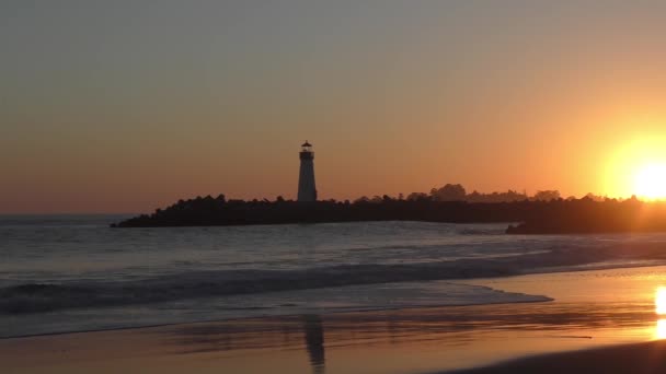 Santa Cruz Breakwater Walton Lighthouse Sunset See Twin Lakes Santa — 비디오