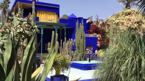 2018年モロッコ マラケシュのマジョレ ガーデンの未確認人 — ストック動画