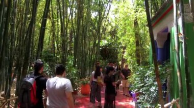 Marakeş, Fas, 2018 'deki Majorelle Garden' da kimliği belirsiz insanlar.