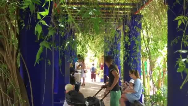 Oidentifierade Personer Majorelle Garden Marrakech Marocko 2018 — Stockvideo