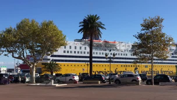 Ferry Bastia Desde Place Nicolas Córcega Francia — Vídeos de Stock