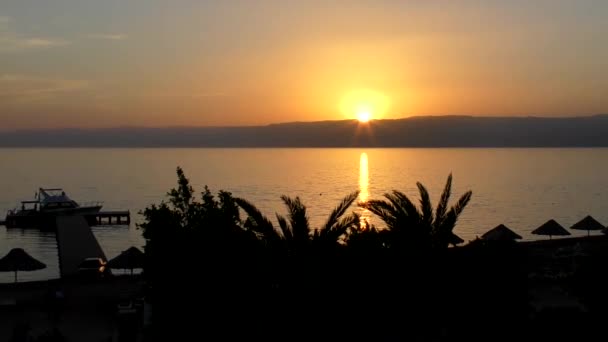 Puesta Sol Sobre Golfo Aqaba Parte Del Mar Rojo Aqaba — Vídeos de Stock