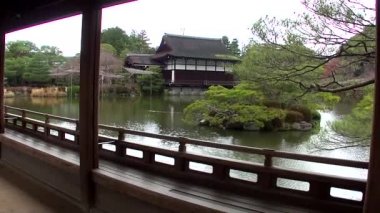 View from the bridge in the Zen Garden of the Heian-jingu Shrine in Kyoto, Japan