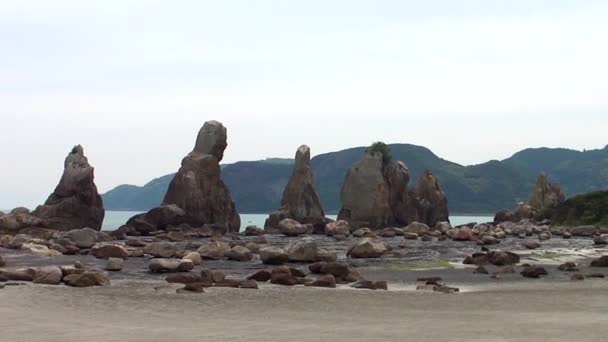 Kushimoto Wakayama Prefecture Japan Coastline Hashi Gui Iwa Rocks — Stock Video