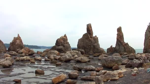 Kushimoto Префектура Вакаяма Японія Берегова Лінія Hashi Gui Iwa Rocks — стокове відео