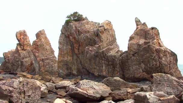 Kushimoto Prefectura Wakayama Japón Costa Las Rocas Hashi Gui Iwa — Vídeos de Stock