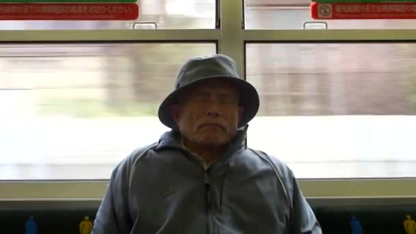 Rekaman Orang Yang Bepergian Dengan Kereta Api Kyoto Jepang — Stok Video