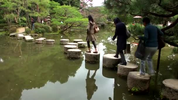 Kyoto Japan March 2014 Stone Path Zen Garden Heian Jingu — Stock videók