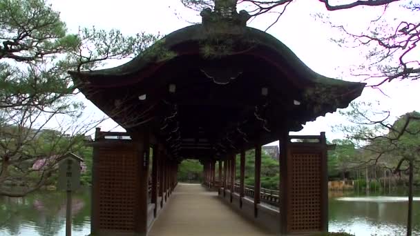 View Bridge Zen Garden Heian Jingu Shrine Kyoto Japan — Stock Video