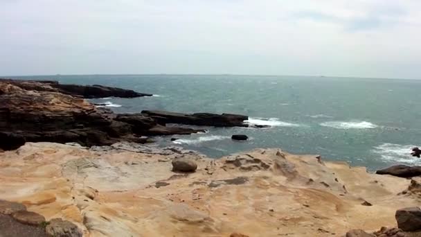 Senjojiki Rock Formation Shirahama Wakayama Prefektúra Japán Senjojiki Egy Lépcsőzetes — Stock videók