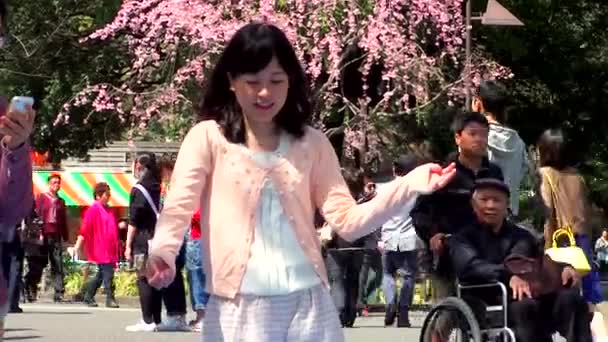 Tokyo Japan April Cherry Blossoms Festival Ueno Park Den April — Stockvideo