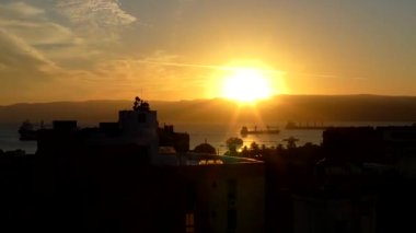 Sunset over the Gulf of Aqaba (part of the Red Sea) at Aqaba, Jordan