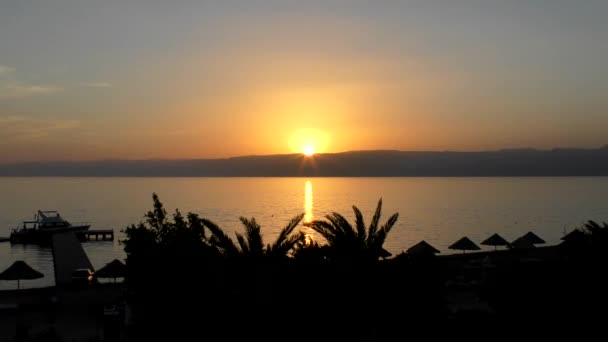 Sunset Gulf Aqaba Part Red Sea Aqaba Jordan — Stockvideo