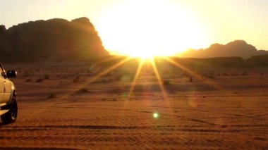 Beautiful sunset view of Wadi Rum desert in the Hashemite Kingdom of Jordan, also known as The Valley of Moon