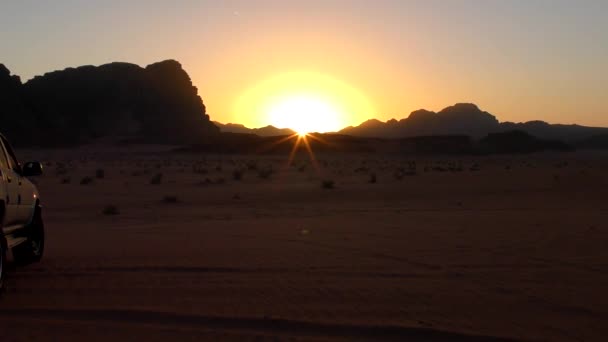 Krásný Západ Slunce Pohled Poušť Wadi Rum Jordánském Hášimovském Království — Stock video