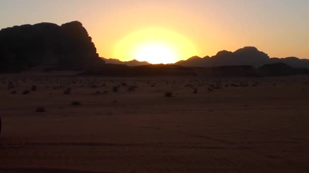 Prachtig Zonsondergang Uitzicht Wadi Rum Woestijn Het Hasjemitische Koninkrijk Jordanië — Stockvideo