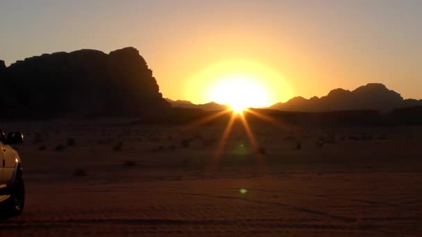 Krásný Západ Slunce Pohled Poušť Wadi Rum Jordánském Hášimovském Království — Stock video