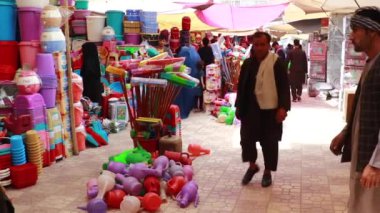 Unidentified people at a market in Kabul, the capital of Afghanistan, circa May 2019