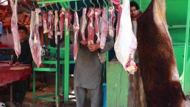Unidentified People Meat Market Kabul Capital Afghanistan Circa May 2019 — Stock videók