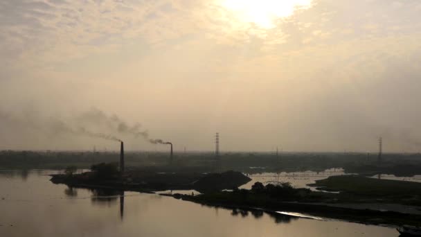 Sunset Buriganga River Southwest Outskirts Dhaka Capital Bangladesh — Stock Video