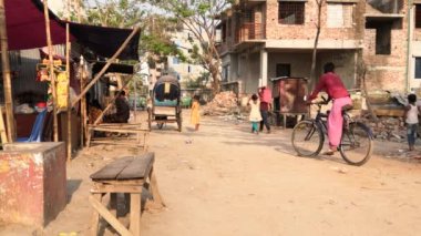 Unidentified people working at a construction site at the Chandrima Housing Society in Dhaka, the capital of Bangladesh, circa March 2020