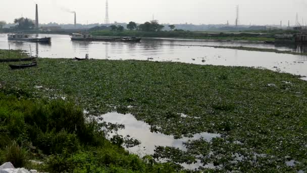 Ποταμός Μπουριγκάγκα Στα Νοτιοδυτικά Περίχωρα Της Ντάκα Πρωτεύουσας Του Μπαγκλαντές — Αρχείο Βίντεο