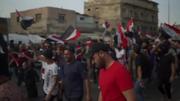 Unidentified People Demonstrating Iraqi Government 2019 Iraqi Protests Also Named — 图库视频影像