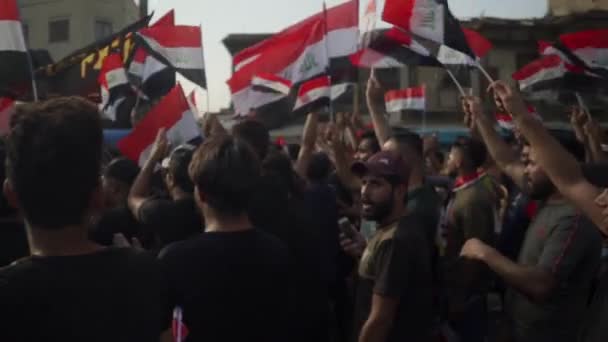 Unidentified People Demonstrating Iraqi Government 2019 Iraqi Protests Also Named — Video