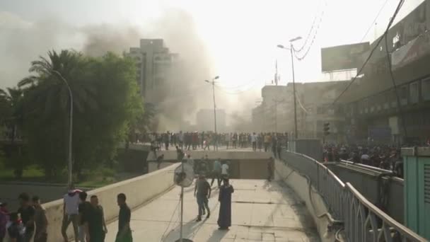 Unidentified People Demonstrating Iraqi Government 2019 Iraqi Protests Also Named — Video Stock