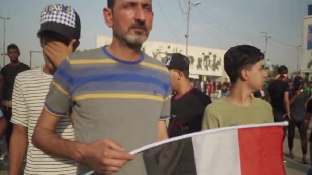 Unidentified People Demonstrating Iraqi Government 2019 Iraqi Protests Also Named — Stockvideo