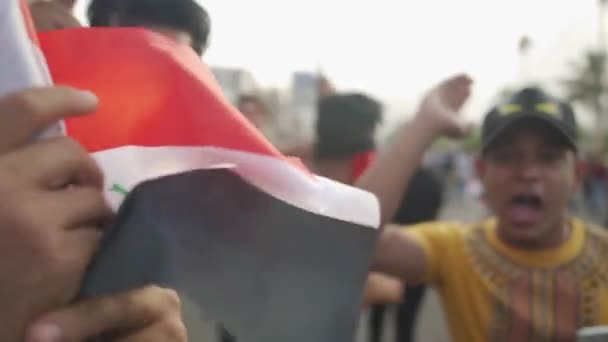 Unidentified People Demonstrating Iraqi Government 2019 Iraqi Protests Also Named — ストック動画