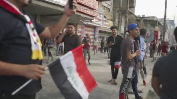 Unidentified People Demonstrating Iraqi Government 2019 Iraqi Protests Also Named — Vídeos de Stock