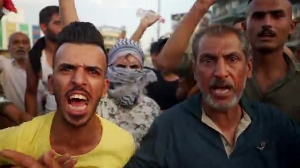 Unidentified People Demonstrating Iraqi Government 2019 Iraqi Protests Also Named — Stok video