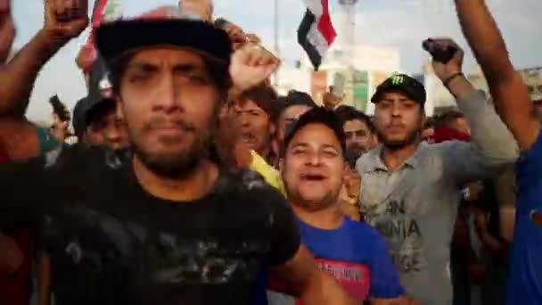 Unidentified People Demonstrating Iraqi Government 2019 Iraqi Protests Also Named — Video