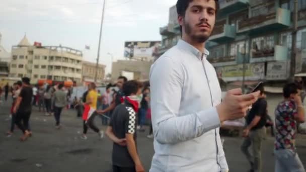 Unidentified People Demonstrating Iraqi Government 2019 Iraqi Protests Also Named — Stok video