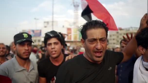 Unidentified People Demonstrating Iraqi Government 2019 Iraqi Protests Also Named — Stock Video