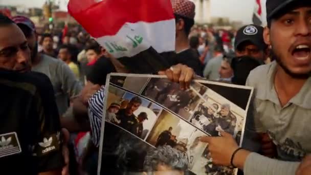 Unidentified People Demonstrating Iraqi Government 2019 Iraqi Protests Also Named — Stok video