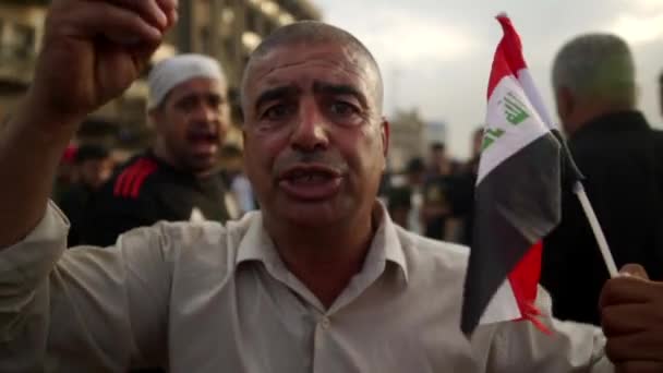 Unidentified People Demonstrating Iraqi Government 2019 Iraqi Protests Also Named — Video