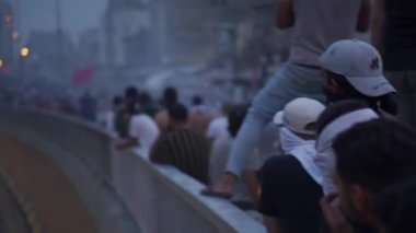 Unidentified people demonstrating against the Iraqi government at the 2019 Iraqi protests, also named Tishreen Revolution or Iraqi Intifada in Baghdad, 2019