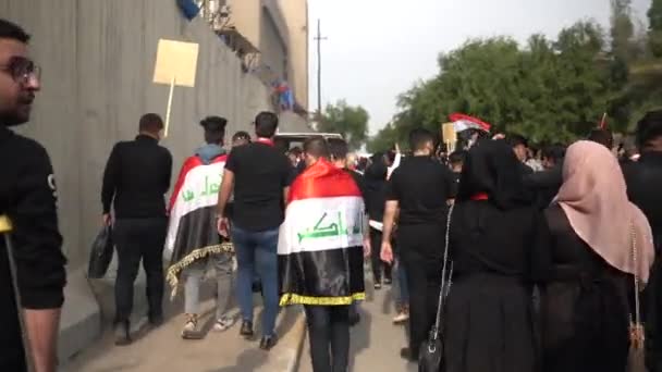 Unidentified People Demonstrating Iraqi Government 2019 Iraqi Protests Also Named — Stok video