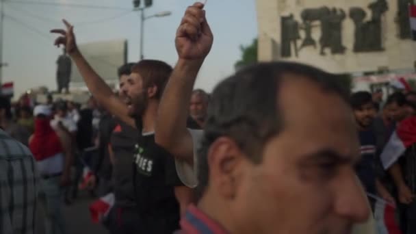 Unidentified People Demonstrating Iraqi Government 2019 Iraqi Protests Also Named — Video