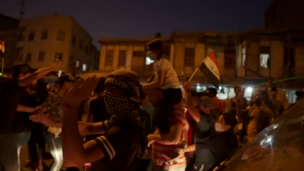 Unidentified People Demonstrating Iraqi Government 2019 Iraqi Protests Also Named — Stok video