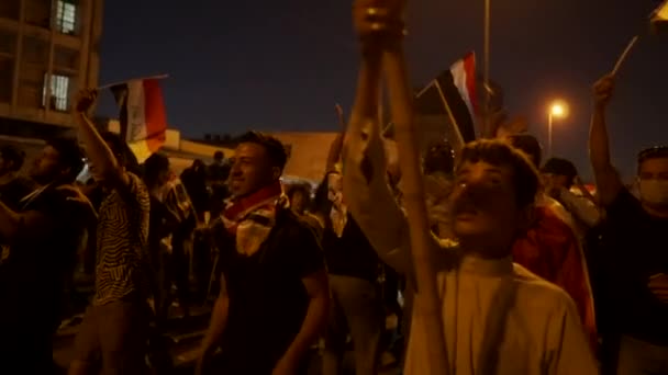 Unidentified People Demonstrating Iraqi Government 2019 Iraqi Protests Also Named — Stock Video