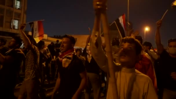 Unidentified People Demonstrating Iraqi Government 2019 Iraqi Protests Also Named — Vídeo de Stock