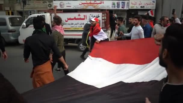 Unidentified People Demonstrating Iraqi Government 2019 Iraqi Protests Also Named — Video