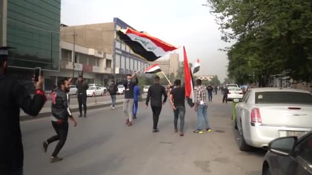 Unidentified People Demonstrating Iraqi Government 2019 Iraqi Protests Also Named — Stok video